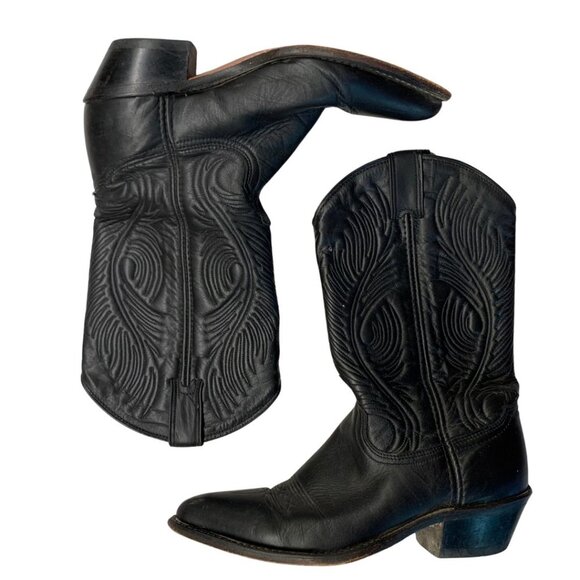 Abilene Josephine 11” Black Cowhide Round Toe Boot Womens Size 7.5 - Picture 2 of 10